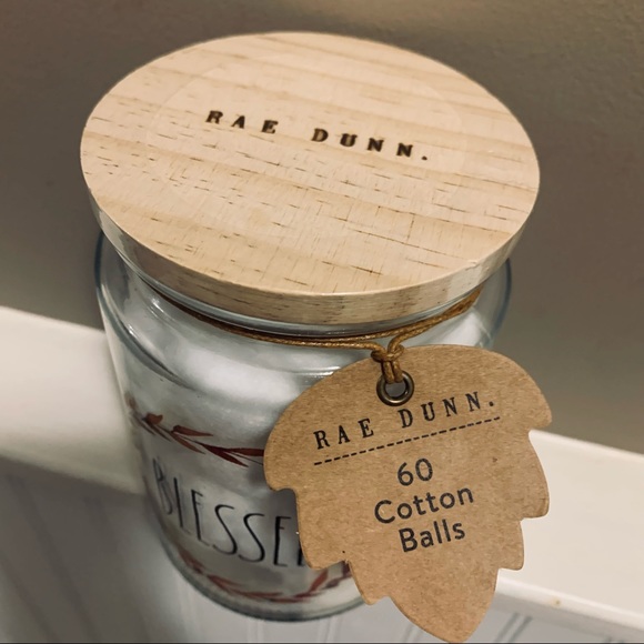 NWT Rae Dunn “BLESSED” 5.5in Glass Jar/Storage Canister Filled w/ Cotton Balls. - Picture 4 of 7
